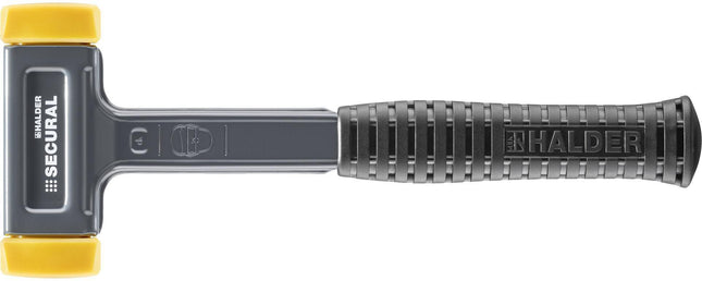 HALDER SECURAL Schonhammer, rückschlagfrei, mittelhart, PU gelb, 30x40mm, Länge 300mm – 680 g
