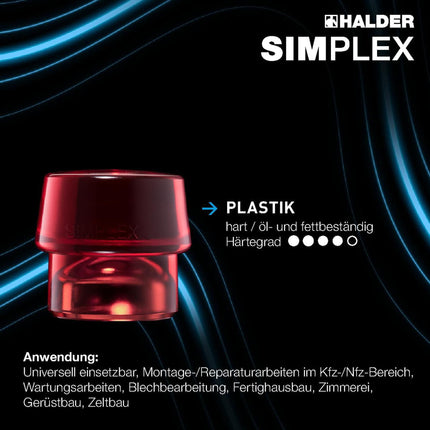 HALDER SIMPLEX Schonhammerkopf 3206.030, Ø 30 mm, Plastik rot hart