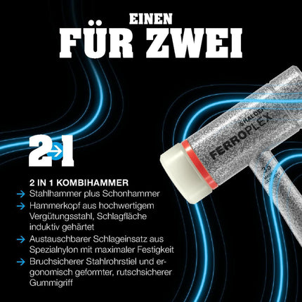 HALDER FERROPLEX Schon- und Schlosserhammer hart, Länge 290 mm, Kopf-Ø 30 mm