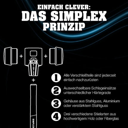Schonhammerstiel für Kopf-Ø 30 mm, Länge 260 mm, Akazie, HALDER – SIMPLEX