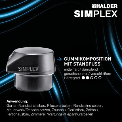 SIMPLEX Vorschlaghammer 3027.281, Kopf-Ø 80 mm, Länge 800 mm, 3220 g, mit Standfuß – HALDER