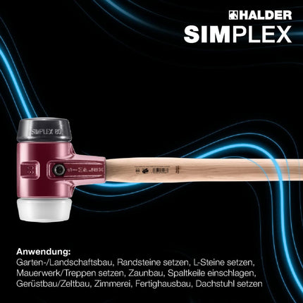 HALDER SIMPLEX Vorschlaghammer, Kopf-Ø 80 mm, Länge 800 mm, 3170 g – 2-teiliges Spanngehäuse aus Temperguss