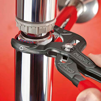 Syphon- und Connectorenzange 250 mm – 25-fach verstellbar, Spannweite 25–80 mm, schwarz atramentiert – KNIPEX