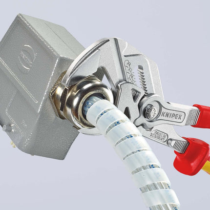 KNIPEX Zangenschlüssel 250 mm Spannweite 46 mm verchromt VDE-isoliert – Arbeiten direkt auf Chrom möglich