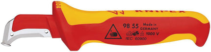 KNIPEX Abmantelungsmesser VDE 180 mm, Klingenlänge 38 mm, Mehrkomponentengriff – 68 g