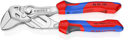 Zangenschlüssel 250 mm, Spannweite 52 mm, verchromt, Mehrkomponenten-Hüllen – KNIPEX