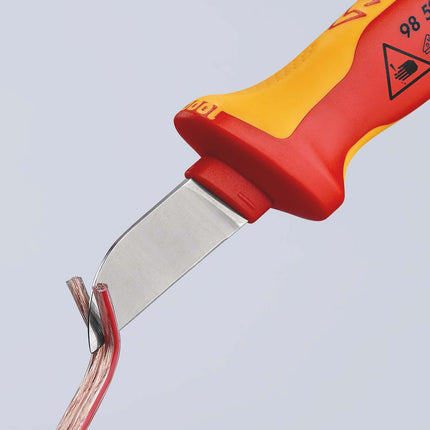 Kabelmesser 98 52, Länge 190 mm, Klingenlänge 50 mm, VDE-isoliert – KNIPEX