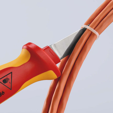 Kabelmesser 98 52, Länge 190 mm, Klingenlänge 50 mm, VDE-isoliert – KNIPEX