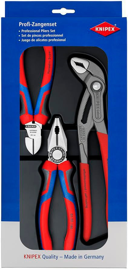 KNIPEX Zangensatz Bestseller-Paket 3-teilig, poliert, Kunststoff-Tiefziehteil – 950 g