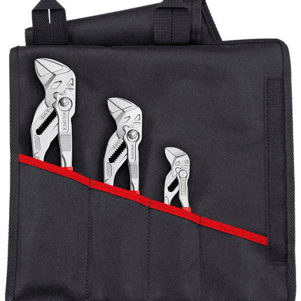 KNIPEX Zangenschlüssel-Set S6, 3-teilig, verchromt, in Rolltasche – 1030 g, 3-teiliges Set mit Zangenschlüsseln