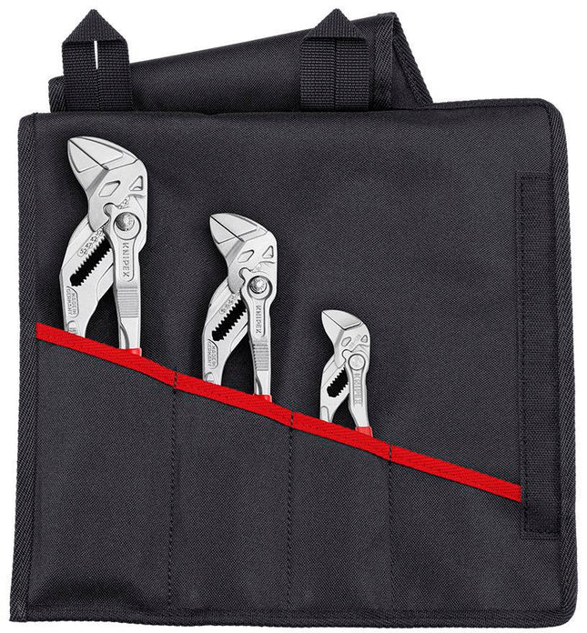 KNIPEX Zangenschlüssel-Set S6, 3-teilig, verchromt, in Rolltasche – 1030 g, 3-teiliges Set mit Zangenschlüsseln