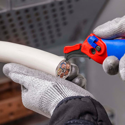 KNIPEX Abmantelungsmesser 16 50 145 SB, Gesamtlänge 146 mm, mit Hakenklinge