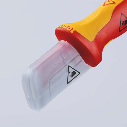 KNIPEX Abmantelungsmesser VDE 180 mm, Klingenlänge 38 mm, Mehrkomponentengriff – 68 g