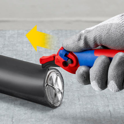 KNIPEX Abmantelungsmesser 16 50 145 SB, Gesamtlänge 146 mm, mit Hakenklinge
