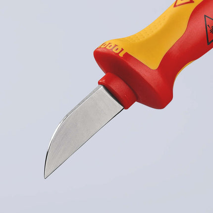 Kabelmesser 98 52, Länge 190 mm, Klingenlänge 50 mm, VDE-isoliert – KNIPEX