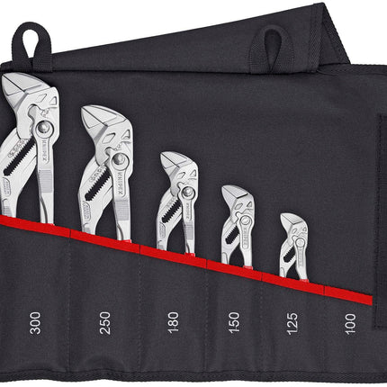 KNIPEX Zangenschlüssel-Set 5-teilig verchromt in Rolltasche – Griffe mit Kunststoffüberzug