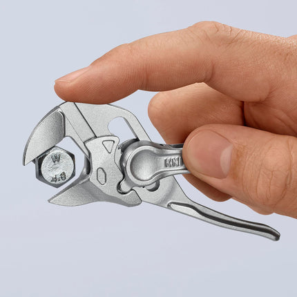 Zangenschlüssel XS, 100 mm, Spannweite 21 mm, verchromt, aufgeprägte raue Oberfläche – KNIPEX