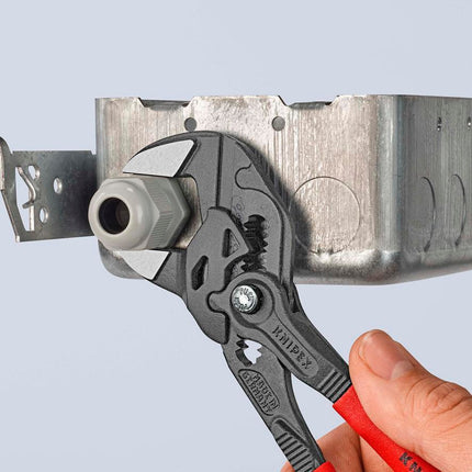Zangenschlüssel 250 mm, schwarz atramentiert, Kunststoffüberzug, Spannweite 52 mm – KNIPEX