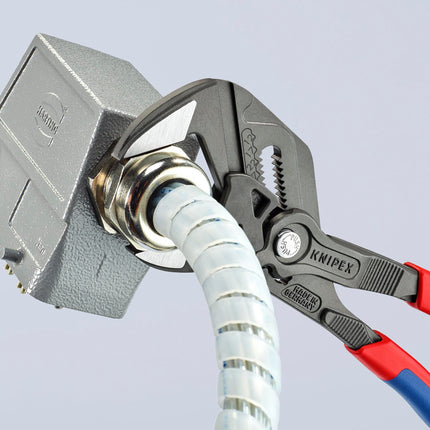 Zangenschlüssel 250 mm, schwarz atramentiert, Mehrkomponenten-Hüllen, Spannweite 52 mm – KNIPEX