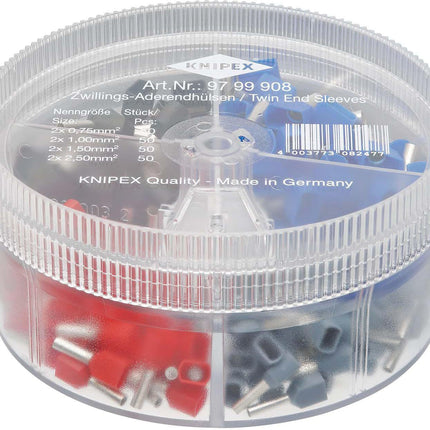 KNIPEX Sortimentsbox 200-teilig mit Twin-Aderendhülsen 2x0,75-2x2,5 mm², Kunststoffbox