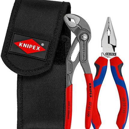 KNIPEX Zangensatz Minis 2-teilig Gürteltasche – Spitz-Kombizange Cobra Wasserpumpenzange – nur 395 g