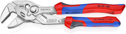 KNIPEX Zangenschlüssel 180 mm, Spannweite 40 mm, verchromt, mit Mehrkomponenten-Hülle – DIN ISO 5743