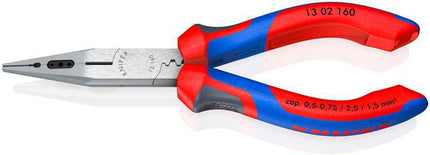 KNIPEX Verdrahtungszange Länge 160 mm 0,5-0,75 / 1,5 / 2,5 mm² poliert Kunststoffüberzug