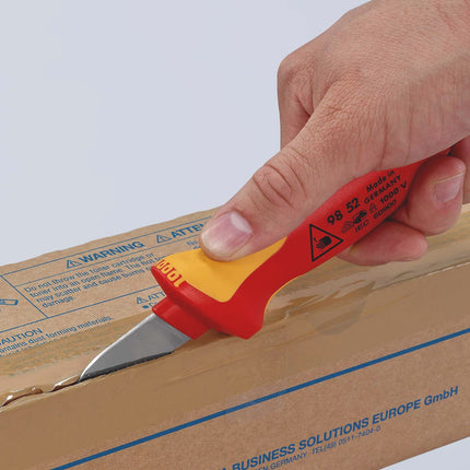Kabelmesser 98 52, Länge 190 mm, Klingenlänge 50 mm, VDE-isoliert – KNIPEX