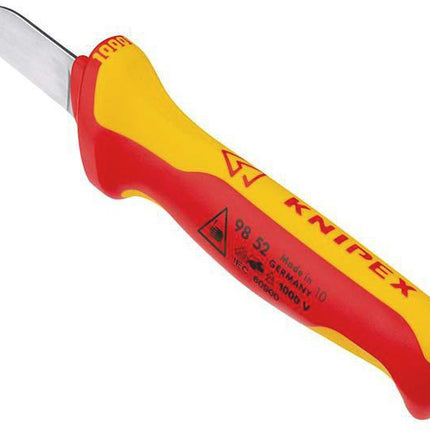 Kabelmesser 98 52, Länge 190 mm, Klingenlänge 50 mm, VDE-isoliert – KNIPEX
