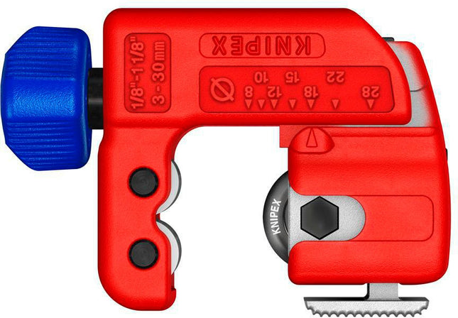 Rohrabschneider TubiX S 3-30 mm, 77 mm Länge, für Rohre Ø 3-30 mm, Wandstärke bis 2 mm – KNIPEX