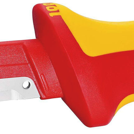 KNIPEX Abmantelungsmesser VDE 180 mm, Klingenlänge 38 mm, Mehrkomponentengriff – 68 g