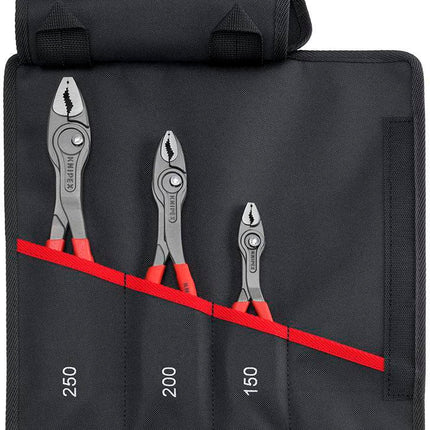 KNIPEX TwinGrip Greifzangen-Set 3-teilig in Rolltasche – Zangen schwarz atramentiert, Kopf poliert