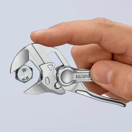 Zangenschlüssel XS, 100 mm, Spannweite 21 mm, verchromt, aufgeprägte raue Oberfläche – KNIPEX