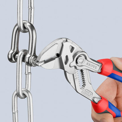 KNIPEX Zangenschlüssel 180 mm, Spannweite 40 mm, verchromt, mit Mehrkomponenten-Hülle – DIN ISO 5743