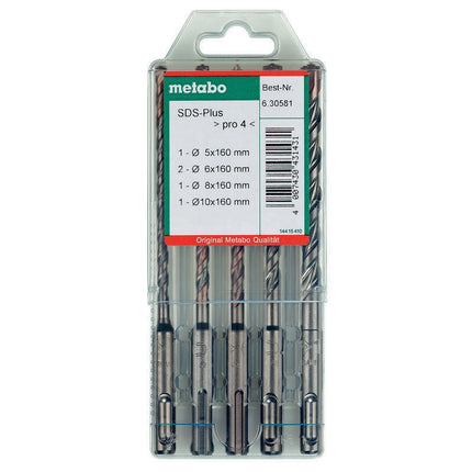 Metabo – Hammerbohrer-Satz SDS-plus Pro 4, 5-teilig, Kunststoffkassette