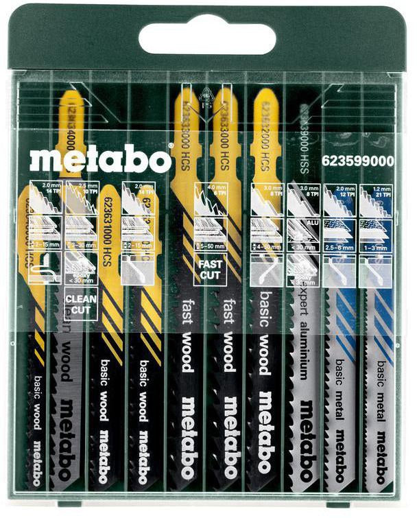 Metabo Stichsägeblatt-Set 10-teilig für Holz, Metall Kunststoff – 10 Stichsägeblätter in einer Kassette, Zubehör (Marke