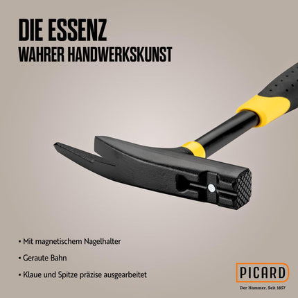 Picard Latthammer 70080 DIN 7239, 600g, mit Magnet, geraut, Chrom-Molybdän-Rohr