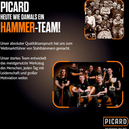 Picard Latthammer 70080 DIN 7239, 600g, mit Magnet, geraut, Chrom-Molybdän-Rohr
