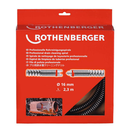 Rohrreinigungsspirale SMK L.2,3m Spiralen-D.16mm 3,0mm ROTHENBERGER – Länge 2,3 m