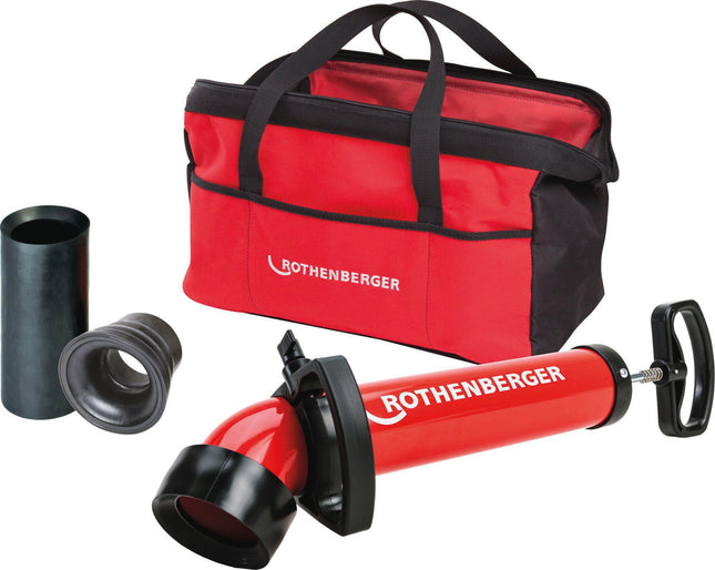ROTHENBERGER ROPUMP SUPER PLUS Saug-Druckreiniger Set mit 3 Adaptern – Einfache Handhabung durch verstellbaren Handgriff