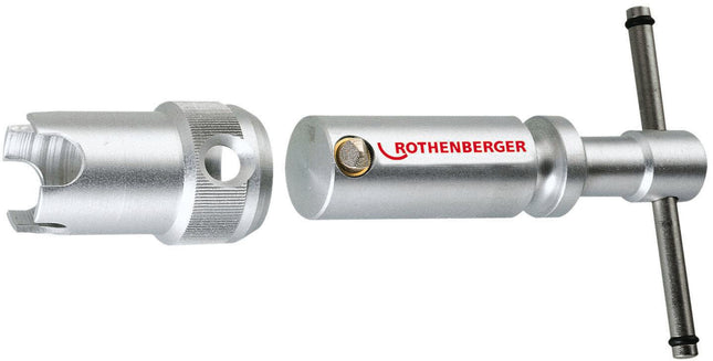 Ventileinschraubwerkzeug RO-QUICK Set ROTHENBERGER – unten und oben einsetzbar, Halter mit Quergriff