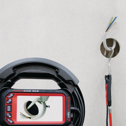 RUNPOTEC Rohrkamera RC 3, 15 m Kabel, Kamerakopf 13 mm, inkl. RUNPOSTICKS Comfort