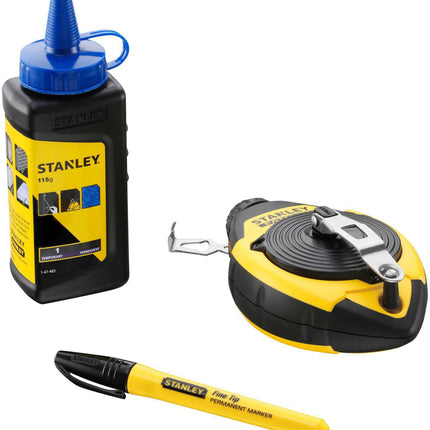 STANLEY FATMAX Schlagschnur-Set 30 m mit Schnelleinzug 3:1, inkl. Kreide und Marker