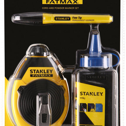 STANLEY FATMAX Schlagschnur-Set 30 m mit Schnelleinzug 3:1, inkl. Kreide und Marker
