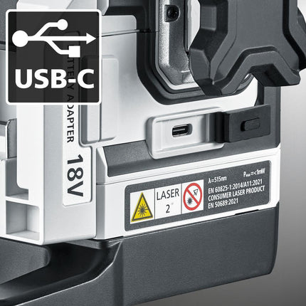LASERLINER Kreuzlinienlaser PowerPlane-Laser 3G Multi-18V – grüne Laserlinien, ±0,2 mm/m, Laserklasse 2