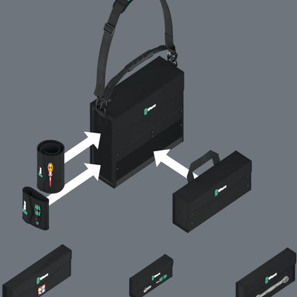Wera Werkzeugträger 2go 1, 270x300x135 mm, mit Tragegurt, schwarz