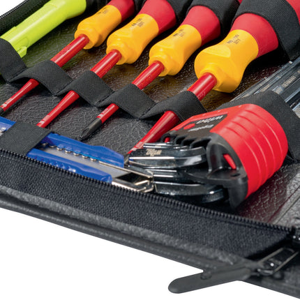 PARAT Werkzeugmappe aus Industrieleder, B232xT50xH270 mm, schwarz – Umlaufender Reißverschluss für sicheren Verschluss