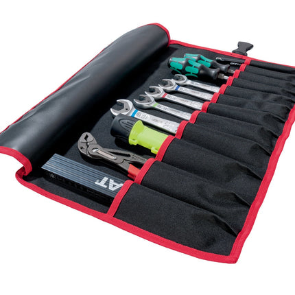 PARAT Werkzeugrolltasche Nylon schwarz/rot, 8 Fächer, 410x330 mm – für geordnete Aufbewahrung, Strapazierfähiges