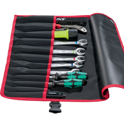 PARAT Werkzeugrolltasche Nylon schwarz/rot, 8 Fächer, 410x330 mm – für geordnete Aufbewahrung, Strapazierfähiges