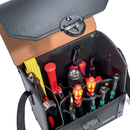 PARAT Werkzeugtasche aus Rindsleder, 8 l, B220xT140xH250 mm, schwarz – strapazierfähigem